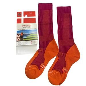 Danish Endurance Merino Wool Anti-Tick/Mosquito Socks USA 13-3 Fuschia/Orange